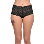 Tress Loom Soft Stretch Lace Boyshort Panty for Women – Mid Waist, Seamless Comfort, Daily & Intimate Wear