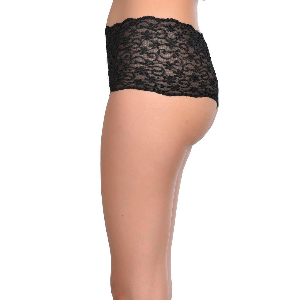 Tress Loom Soft Stretch Lace Boyshort Panty for Women – Mid Waist, Seamless Comfort, Daily & Intimate Wear