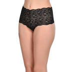 Tress Loom Lace Mid Waist Criss Cross Thong for Women – Sexy Floral Sheer Underwear