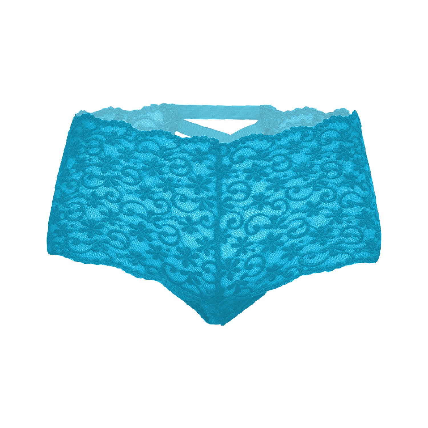 Tress Loom Lace Mid Waist Criss Cross Thong for Women – Sexy Floral Sheer Underwear