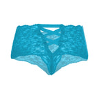 Tress Loom Lace Mid Waist Criss Cross Thong for Women – Sexy Floral Sheer Underwear