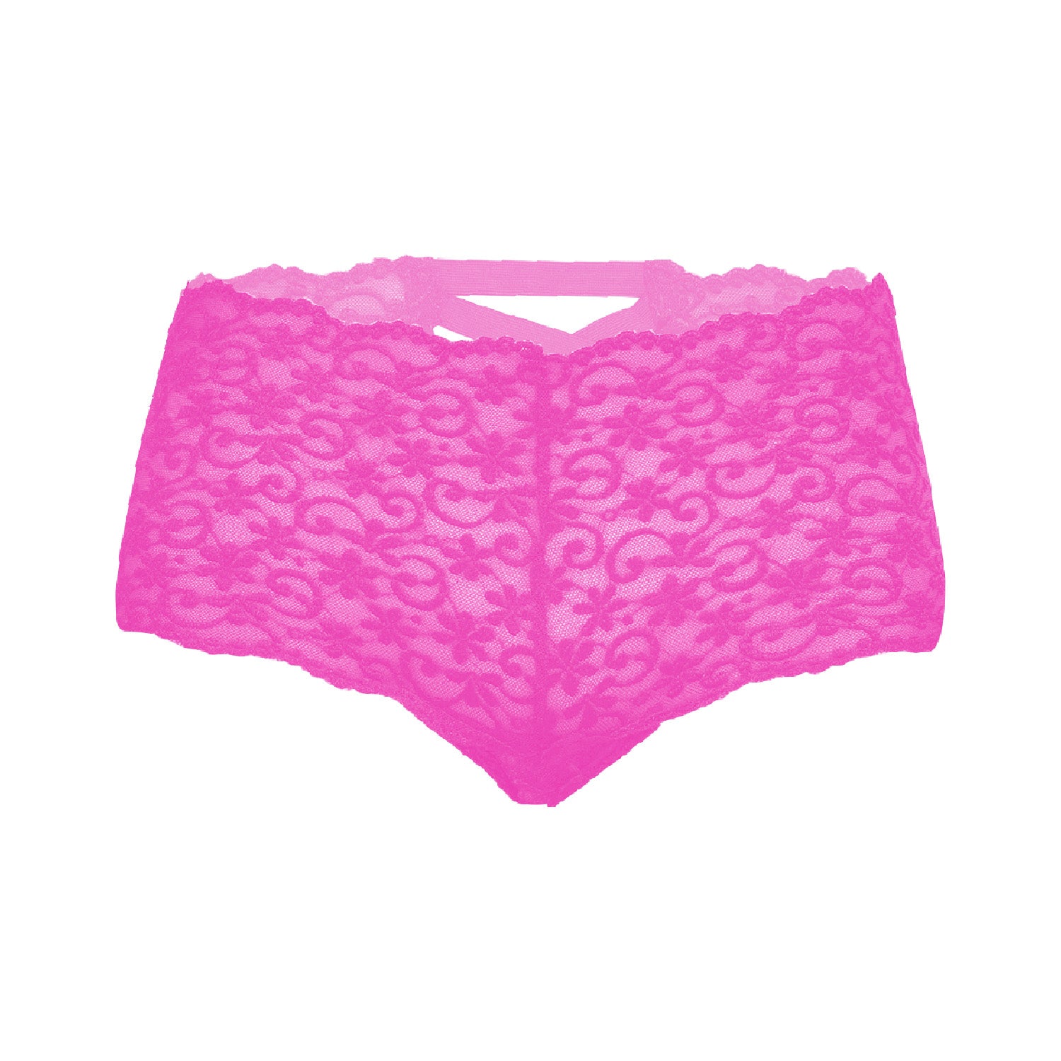 Tress Loom Lace Mid Waist Criss Cross Thong for Women – Sexy Floral Sheer Underwear