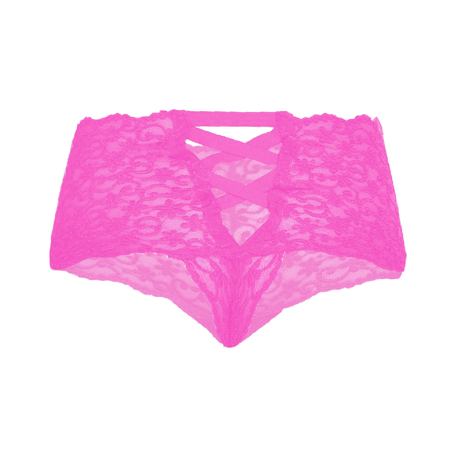 Tress Loom Lace Mid Waist Criss Cross Thong for Women – Sexy Floral Sheer Underwear