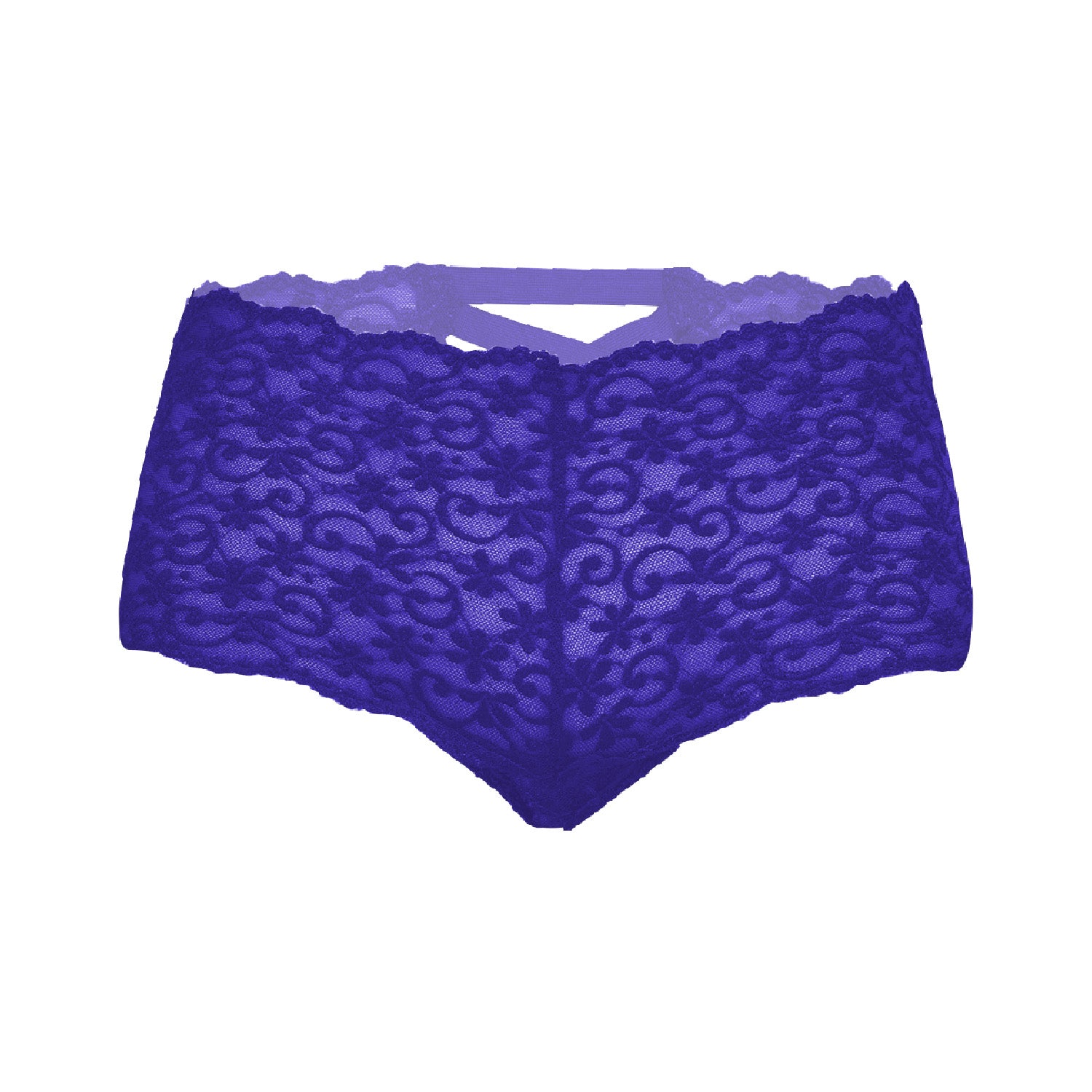 Tress Loom Lace Mid Waist Criss Cross Thong for Women – Sexy Floral Sheer Underwear