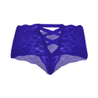 Tress Loom Lace Mid Waist Criss Cross Thong for Women – Sexy Floral Sheer Underwear