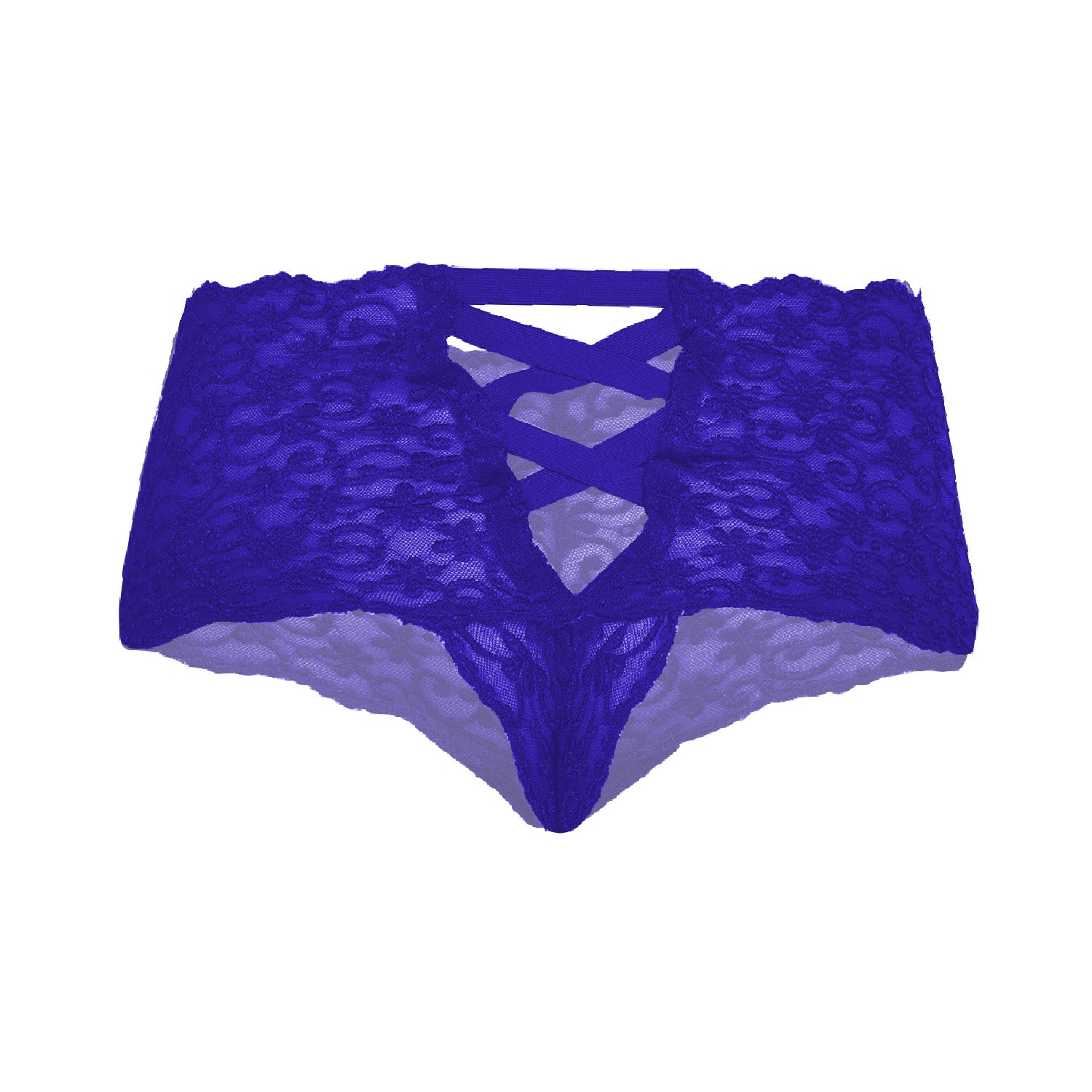 Tress Loom Lace Mid Waist Criss Cross Thong for Women – Sexy Floral Sheer Underwear