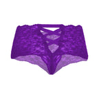 Tress Loom Lace Mid Waist Criss Cross Thong for Women – Sexy Floral Sheer Underwear