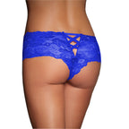 Tress Loom Lace Mid Waist Criss Cross Thong for Women – Sexy Floral Sheer Underwear