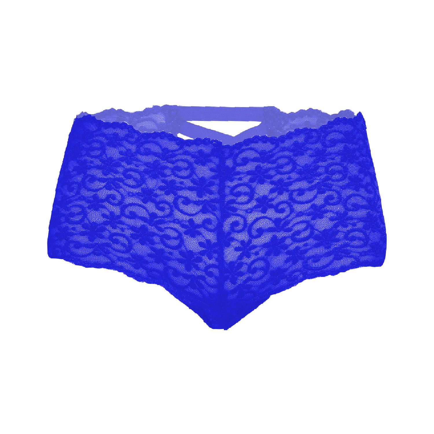 Tress Loom Lace Mid Waist Criss Cross Thong for Women – Sexy Floral Sheer Underwear