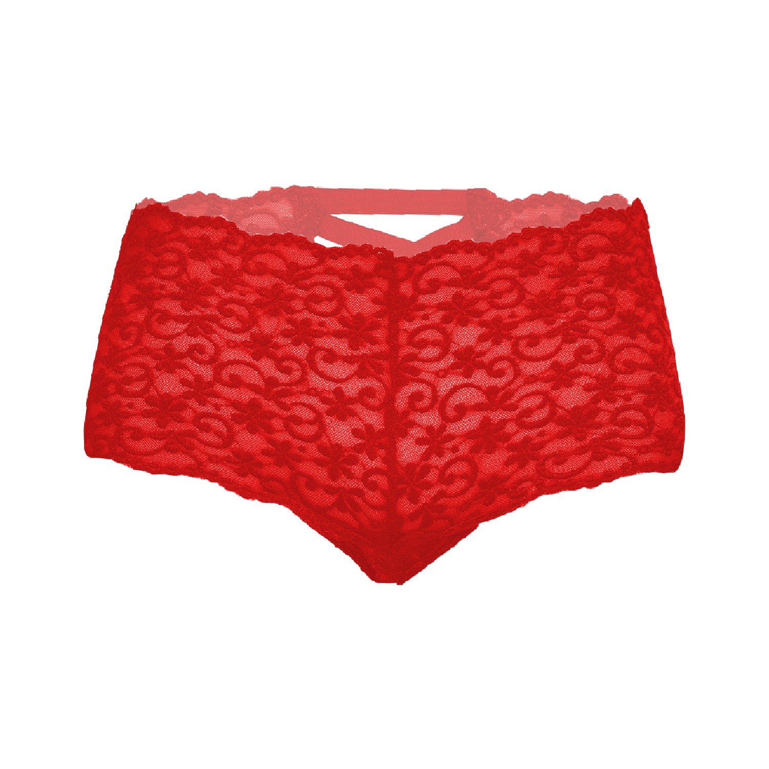 Tress Loom Lace Mid Waist Criss Cross Thong for Women – Sexy Floral Sheer Underwear