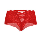 Tress Loom Lace Mid Waist Criss Cross Thong for Women – Sexy Floral Sheer Underwear