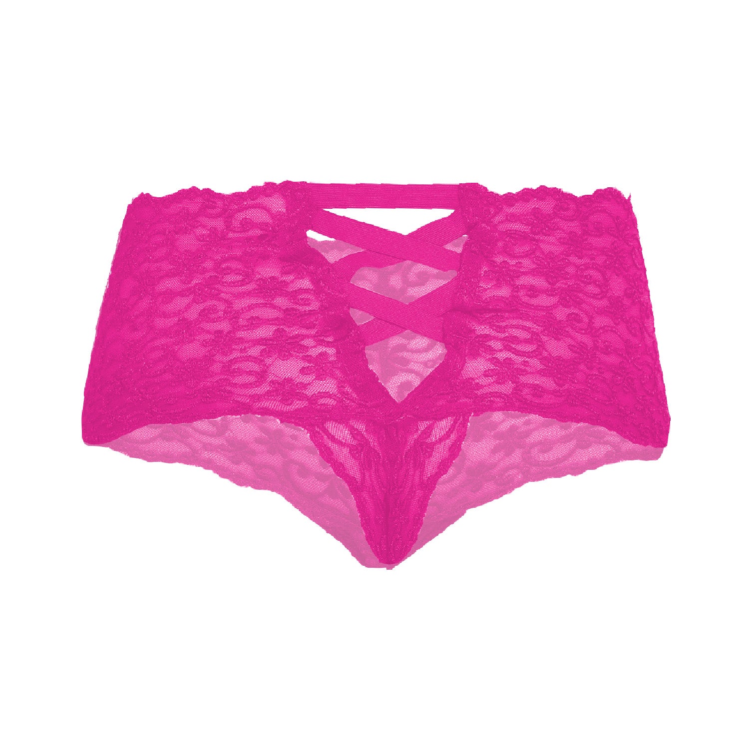 Tress Loom Lace Mid Waist Criss Cross Thong for Women – Sexy Floral Sheer Underwear