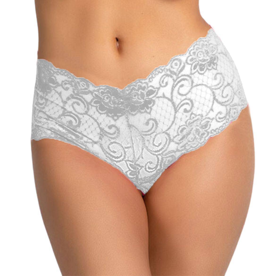 Tress Loom Lace Mid Waist Criss Cross Thong for Women – Sexy Floral Sheer Underwear