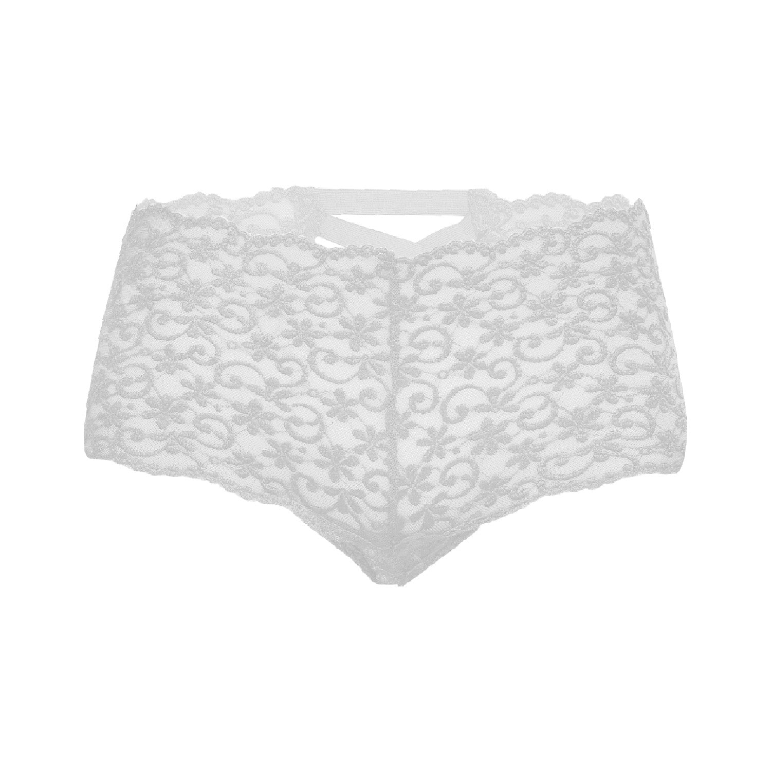 Tress Loom Lace Mid Waist Criss Cross Thong for Women – Sexy Floral Sheer Underwear