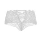 Tress Loom Lace Mid Waist Criss Cross Thong for Women – Sexy Floral Sheer Underwear