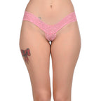 Tress Loom Women's Lace Thong Panty – Nylon Spandex Mid Waist Sexy Intimate Wear