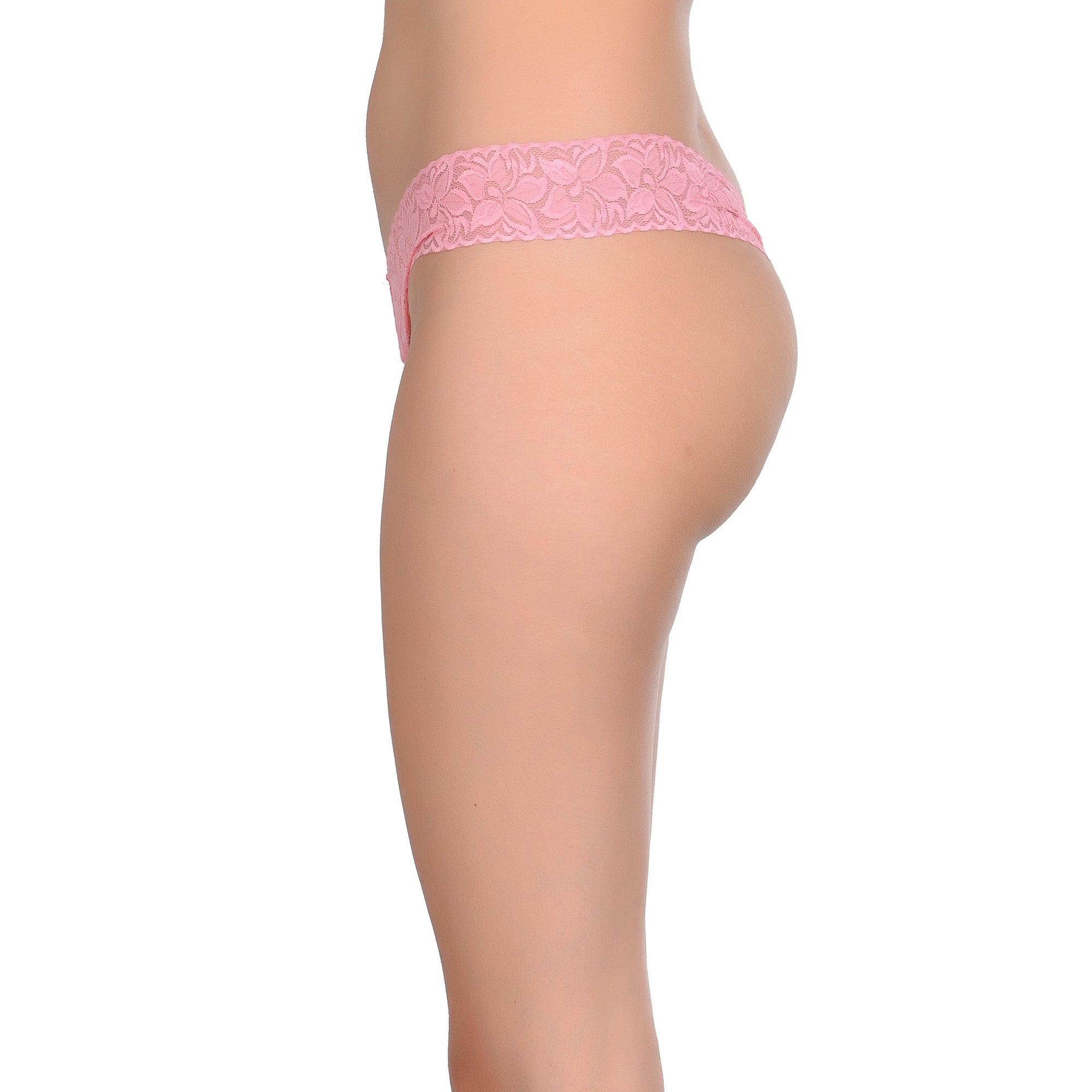 Tress Loom Women's Lace Thong Panty – Nylon Spandex Mid Waist Sexy Intimate Wear