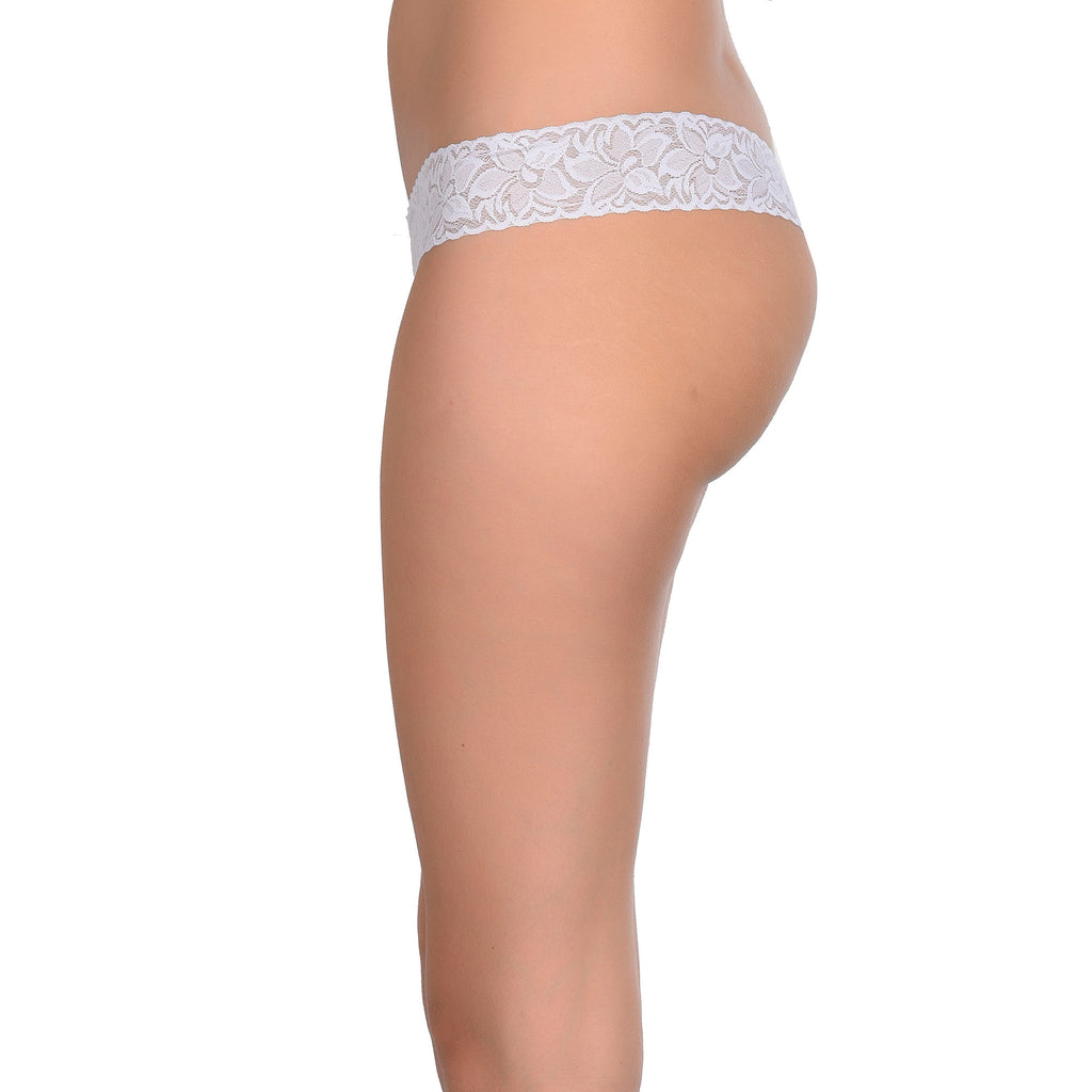 Tress Loom Women's Lace Thong Panty – Nylon Spandex Mid Waist Sexy Intimate Wear