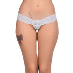 Tress Loom Women's Lace Thong Panty – Nylon Spandex Mid Waist Sexy Intimate Wear