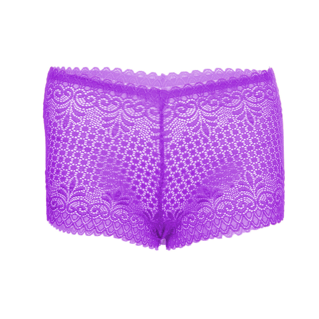 Tress Loom High Waist Lace Boyshorts for Women – Soft Stretchy Nylon Panty