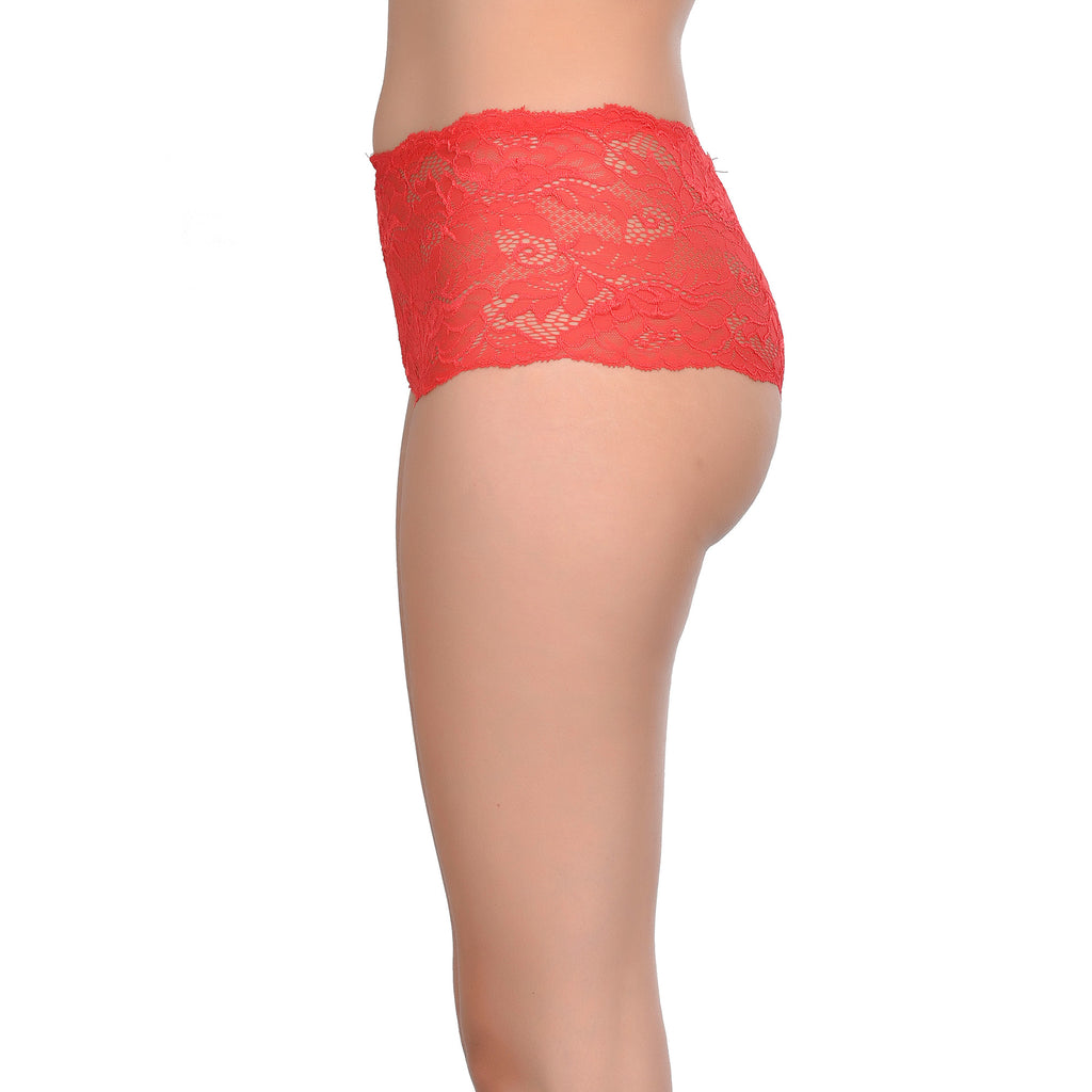 Tress Loom High Waist Lace Boyshorts for Women – Soft Stretchy Nylon Panty