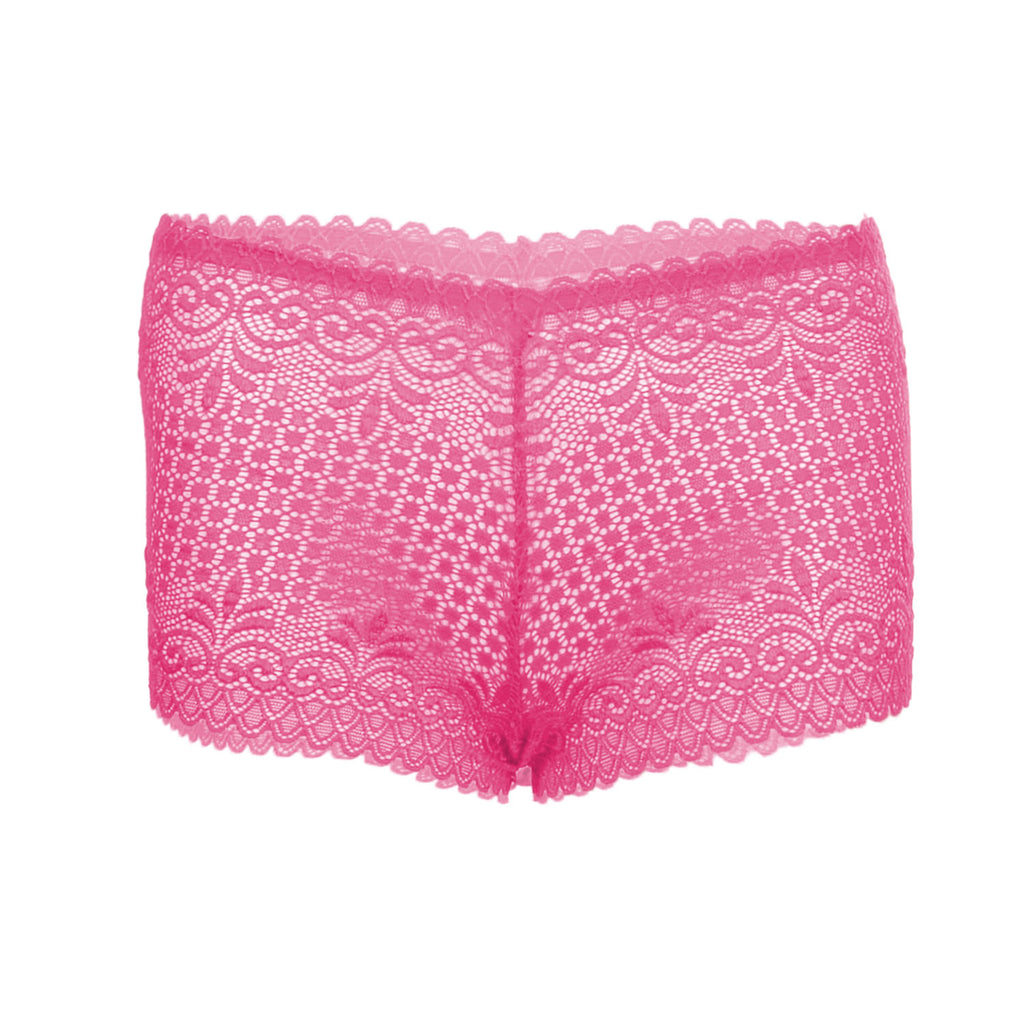 Tress Loom High Waist Lace Boyshorts for Women – Soft Stretchy Nylon Panty