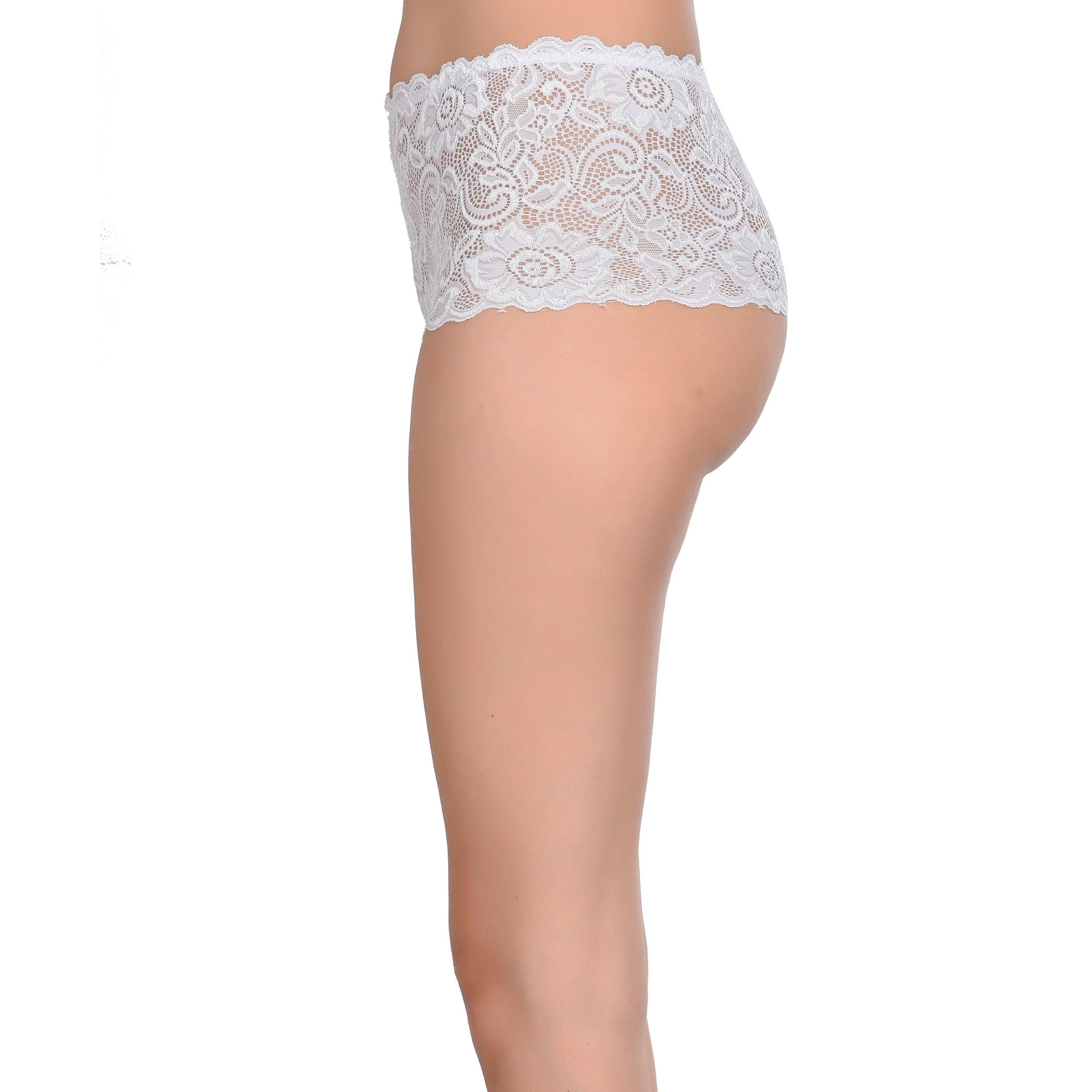 Tress Loom High Waist Lace Boyshorts for Women – Soft Stretchy Nylon Panty
