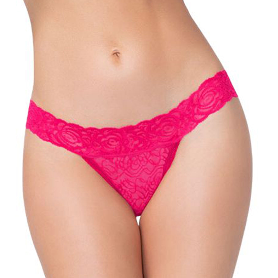 Tress Loom Lycra Lace Mid-Waist Women’s Thong – Soft, Stretchy, Self-Design Panty