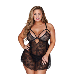 19008- Women's Plus Size Key Hole Babydoll