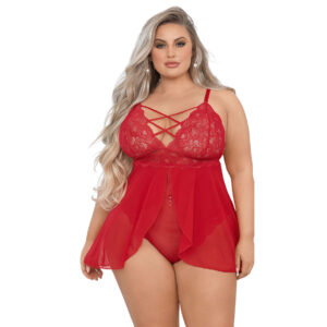 Plus Size Crisscross Babydoll For Women-19010