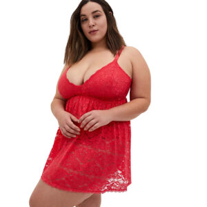 19024- Women's Plus Size Deep Neck Babydoll