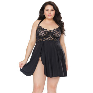 Women's Plus Size Side Open Babydoll Lingerie -19036